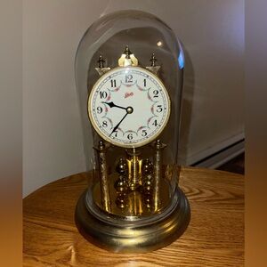 Vintage Schatz 400 Day Anniversary Brass Clock w/Glass Dome Made In Germany.